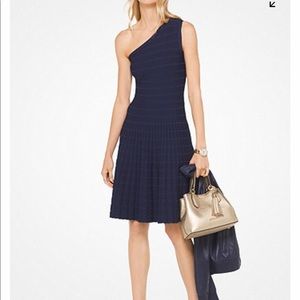 Micheal Kors Navy one shoulder dress